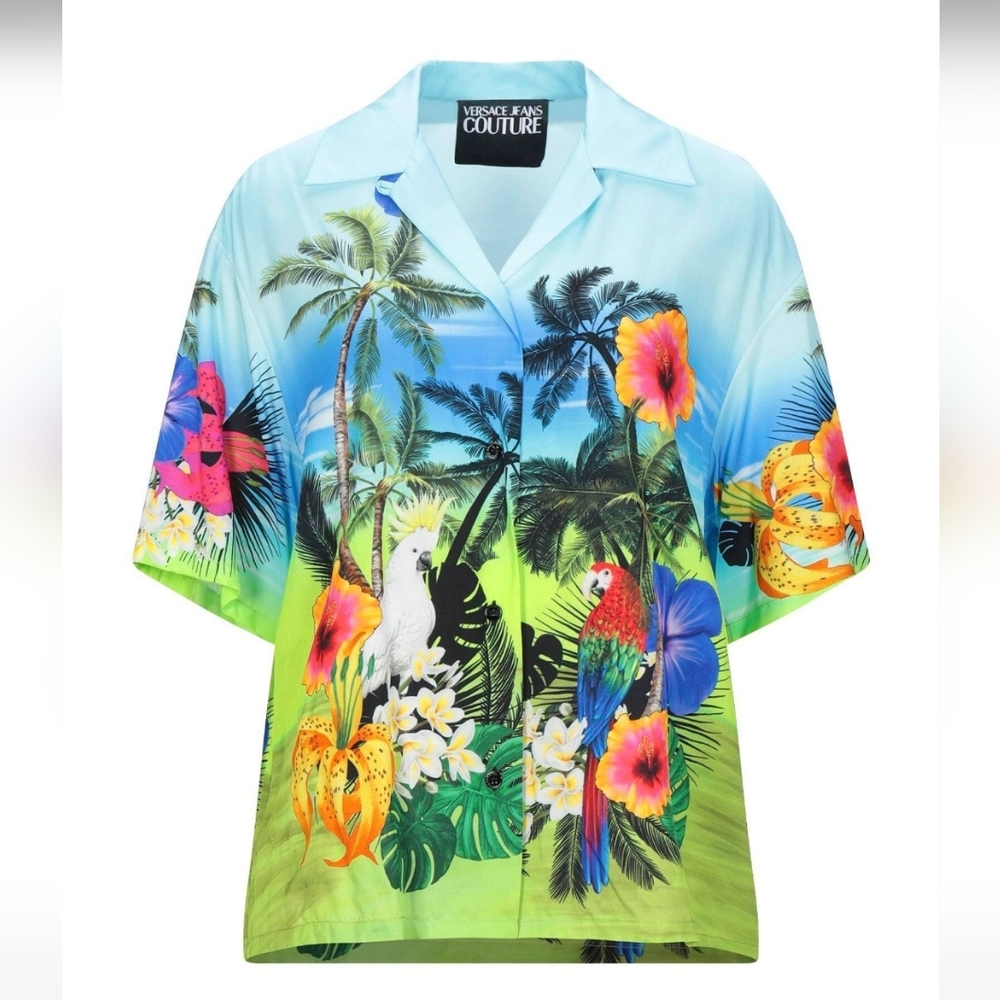 Versace Button Down Tropical Shirt Fits Sz Medium